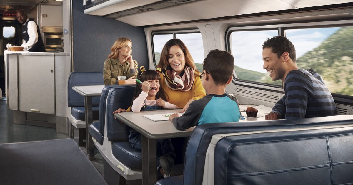 Family enjoying first class seating