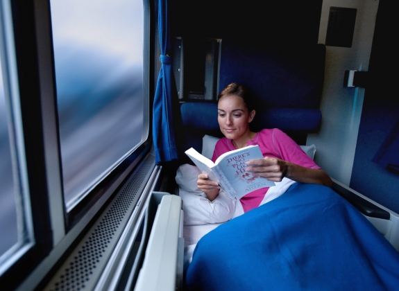 Group enjoying train travel