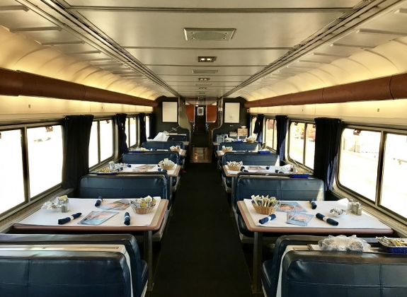 Private dining area in train